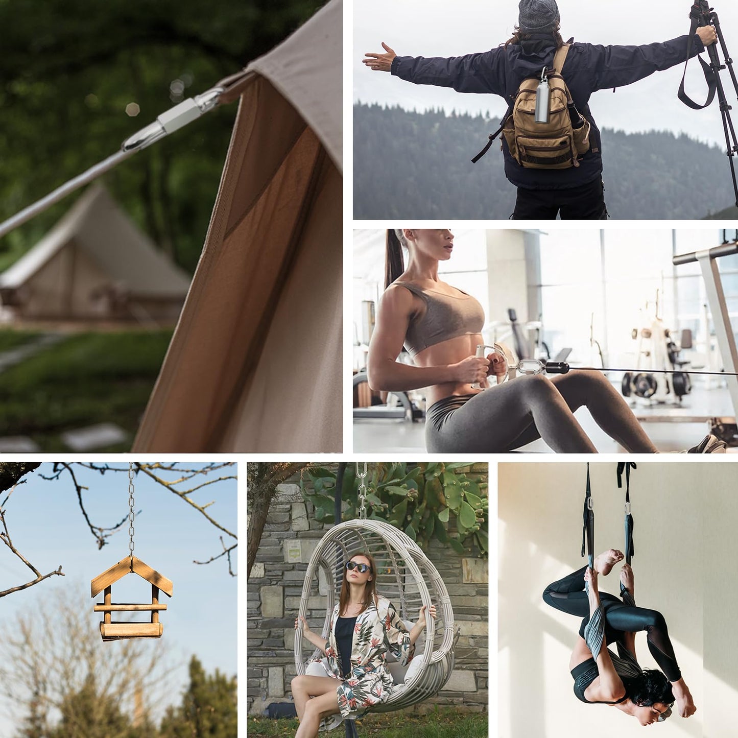 KINLINK 10PCS M5 3/16 Quick Link Chain Connector, 304 Stainless Steel Carabiner, Small Locking Carabiner Clips Heavy Duty Chain Link Connector for Connecting Hammock，Swing, Shade Sail-Capacity 650LB