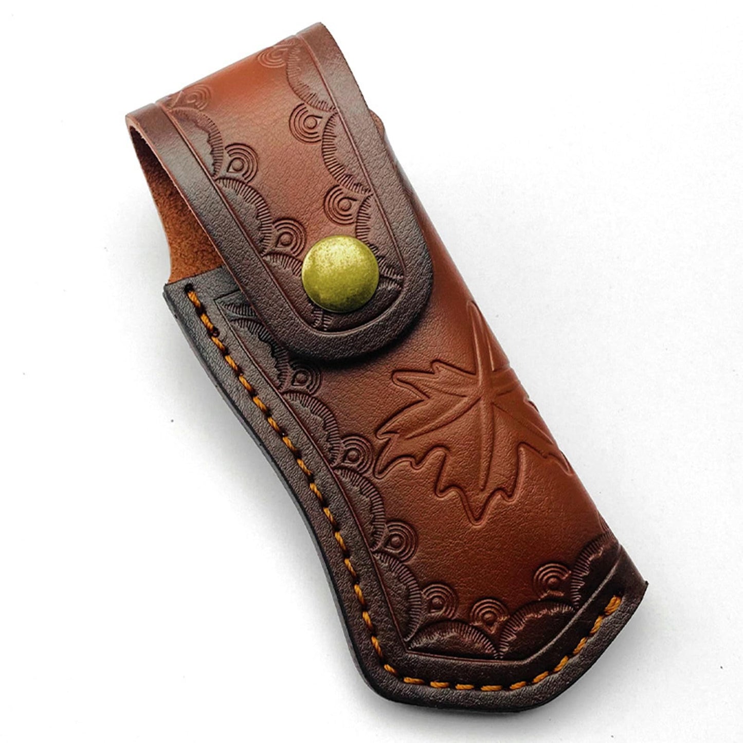 Leather Knife Sheath,Carry Snap Case for Pocket Folding Knife Pouch EDC Holster Belt Loop Brown Outdoor Hunting Camping Gift 4.33" Durability