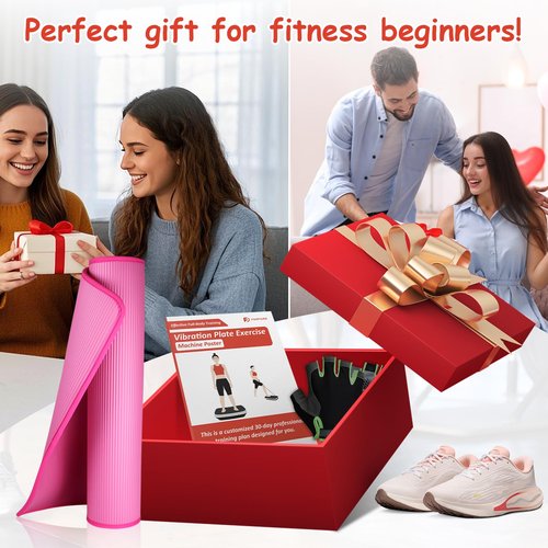 FANPARE Vibration Plate Exercise Machine Workout Chart Posters - 6 Laminated Wall Fitness Guide & 2 Reusable Planner & 1 Erasable Pen, Suitable for Home Gym Whole Body Training