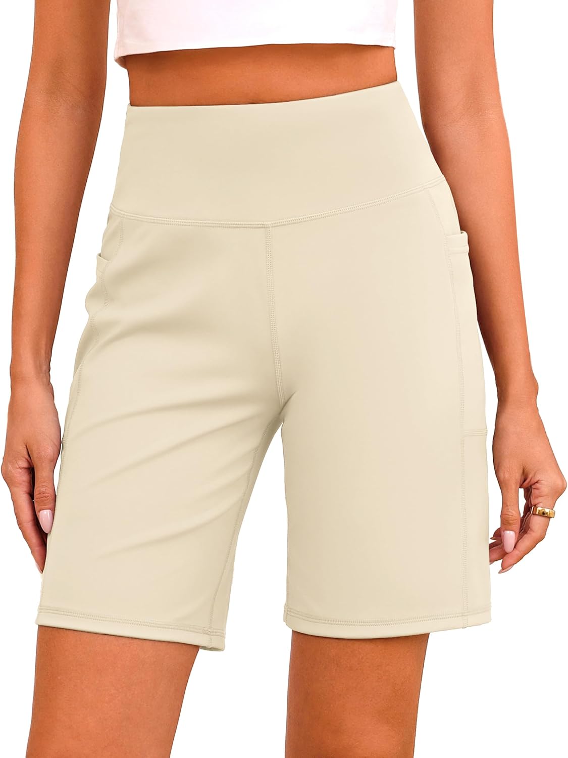 Quenteen Women's Bermuda Shorts - High Waisted Athletic Yoga Shorts | 9" Knee Length