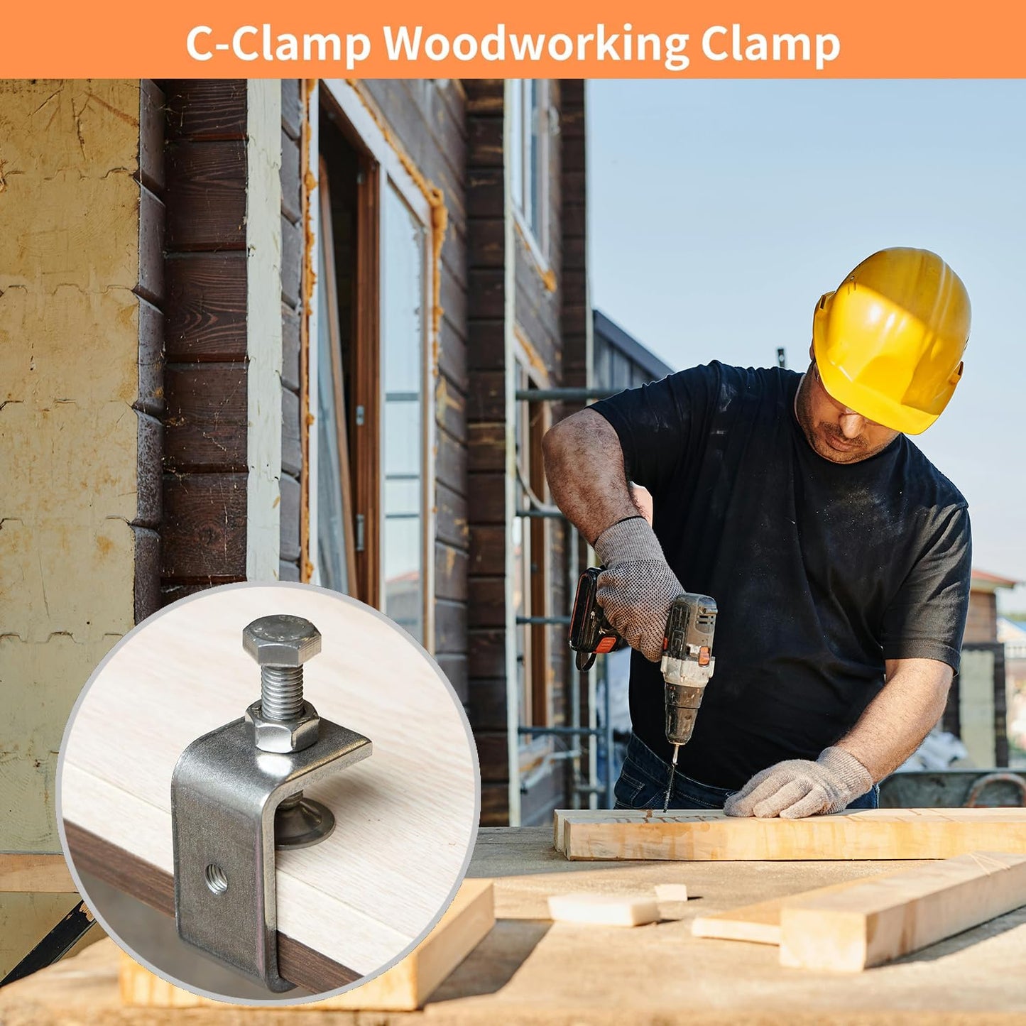 Stainless Steel C Clamps, Mini Tiger Clamp Set for Mounting, Heavy Duty Metal U Clamps, Small Desk G-Clamp with 0.98 Inch Stable Wide Jaw Opening for Metal Working Woodworking Welding Building (4pcs)