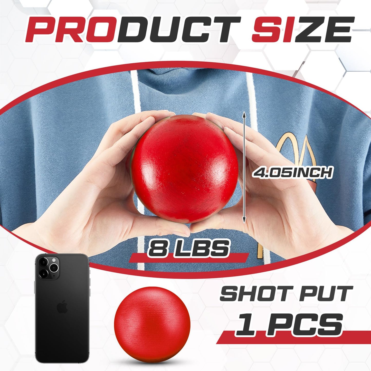 Silipull Shot Put Balls Track and Field Iron Shot Put Outdoor Cast Metal Shotput Weight Balls for Beginners Throwers Outdoor Practice(Red,8 Lbs)