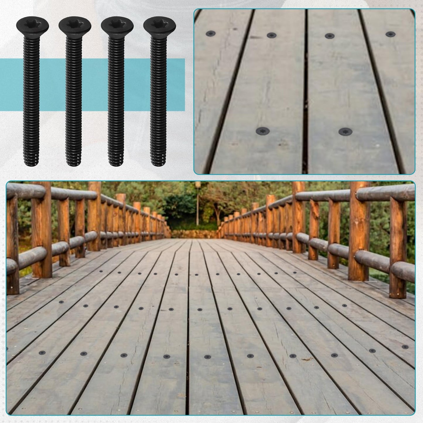 Bopowo 1/4-20 x 2 1/2 Flat Head Floorboard Thread Cutting Screws, Type F, (Star - Six Lobe - Torx Drive), Black Phosphate Finish, Countersunk, T-30 Drive and 7/32 Drill bit