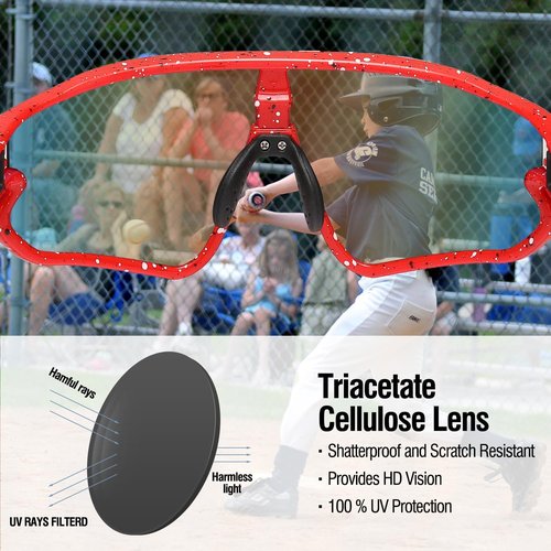 DUCO Kids Sunglasses - Lightweight TR90 Frame with UV400 Protection | Stylish Baseball Shades for Boys & Girls