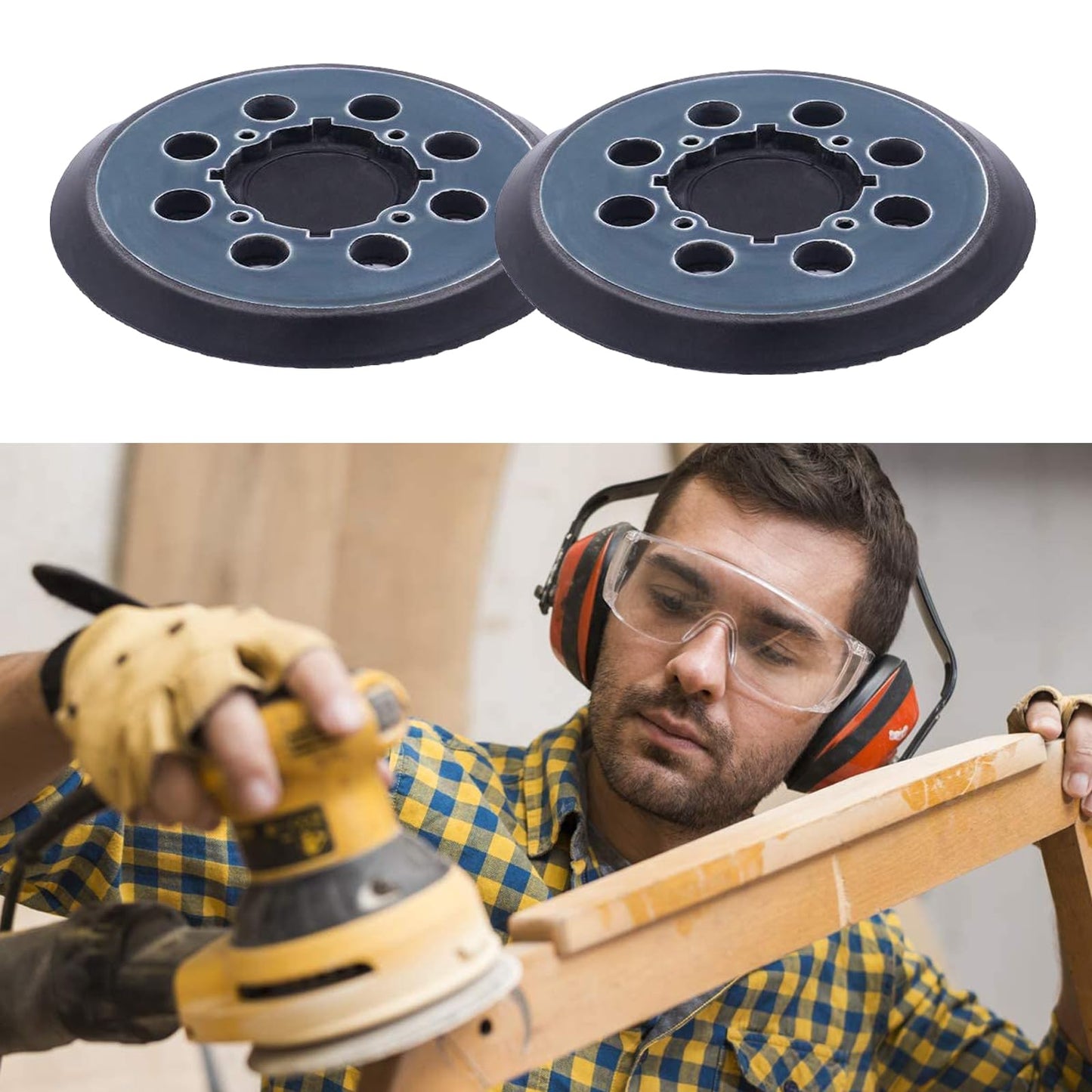 2 Pack Sander Pad for Dewalt 5" 8 Hole Hook and Loop Orbital Sander Pad Replacement for DeWalt DWE6421 6421K DWE6423 6423K DCW210B Replace Part# DWE64233 & N329079 (4 Screw Holes)