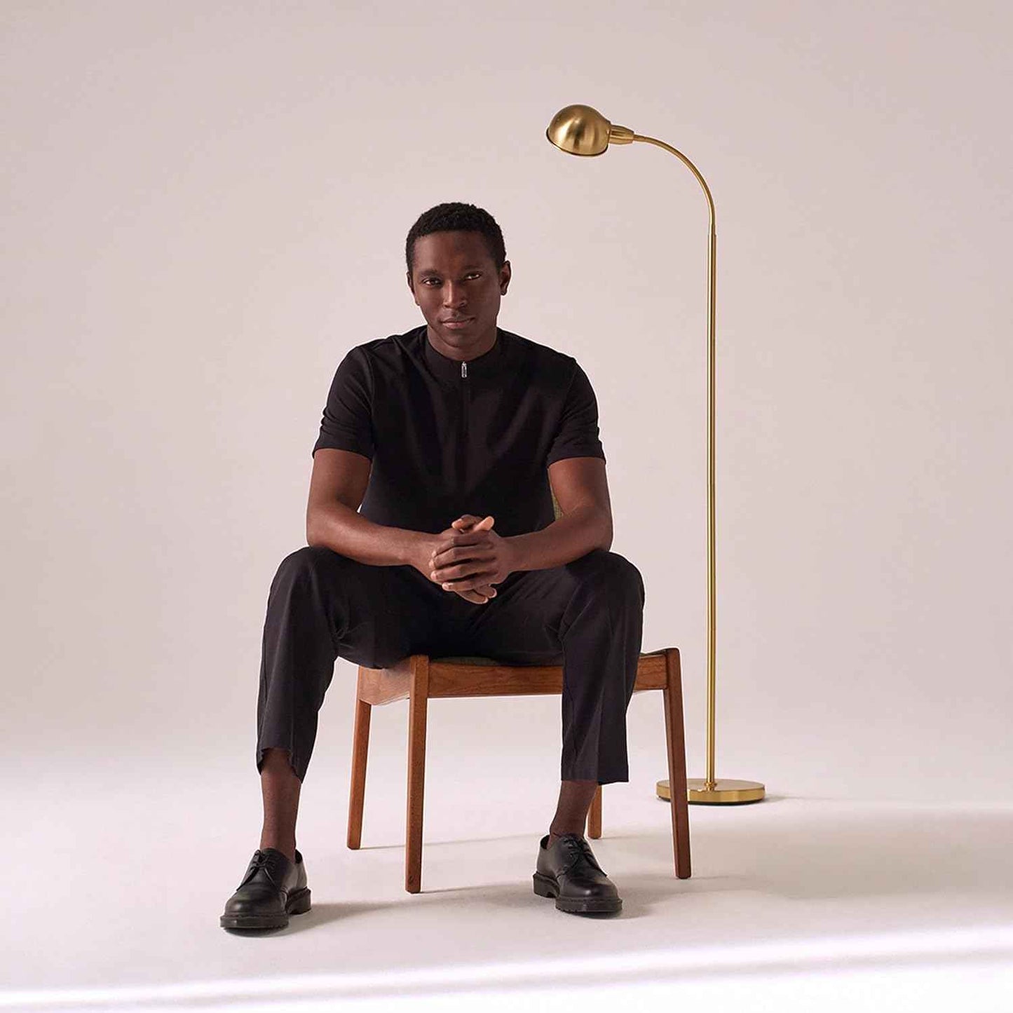 Brightech Regent LED Floor Lamp - Adjustable Gooseneck Corner Light for Office & Living Room - Tall Brass/Gold Design