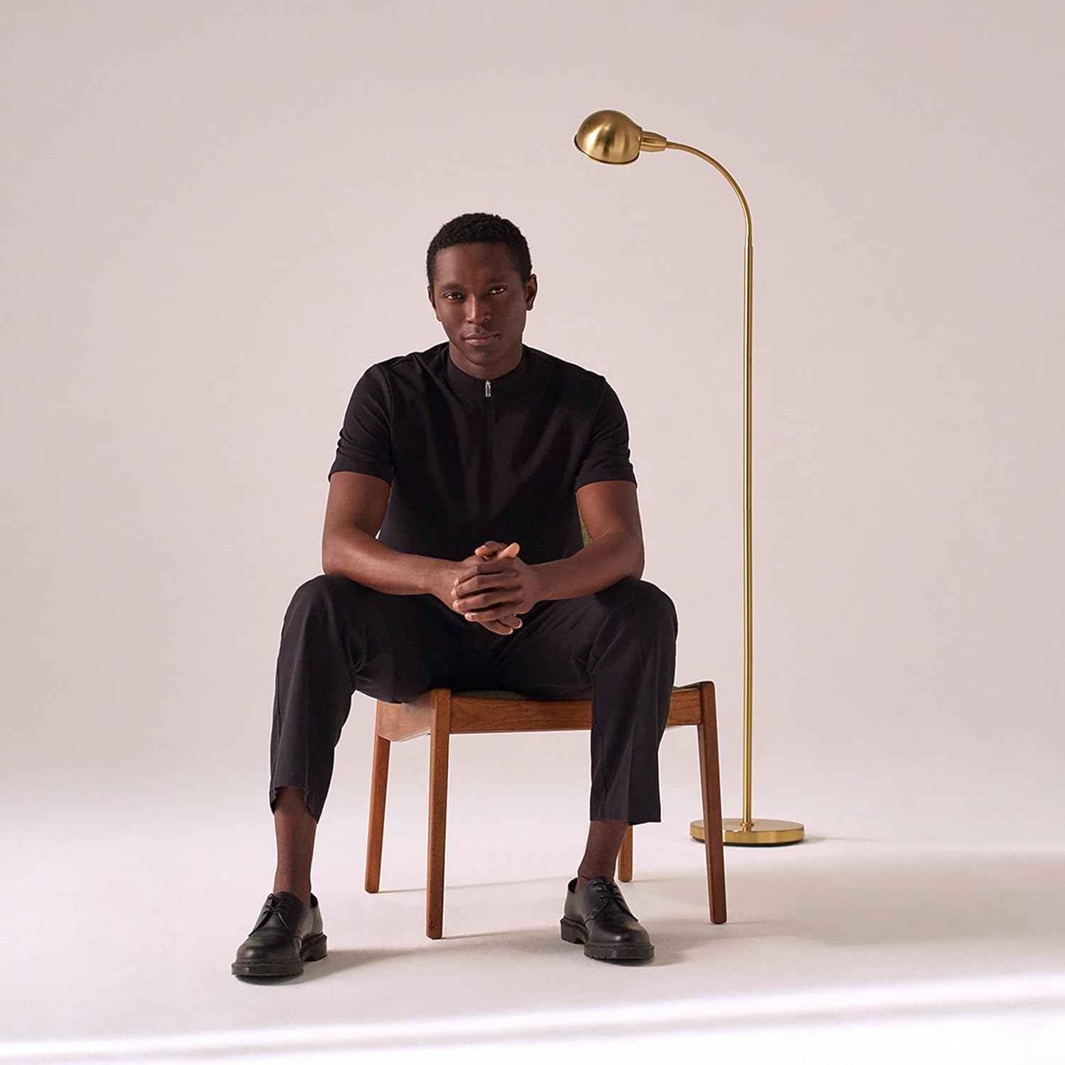 Brightech Regent LED Floor Lamp - Adjustable Gooseneck Corner Light for Office & Living Room - Tall Brass/Gold Design