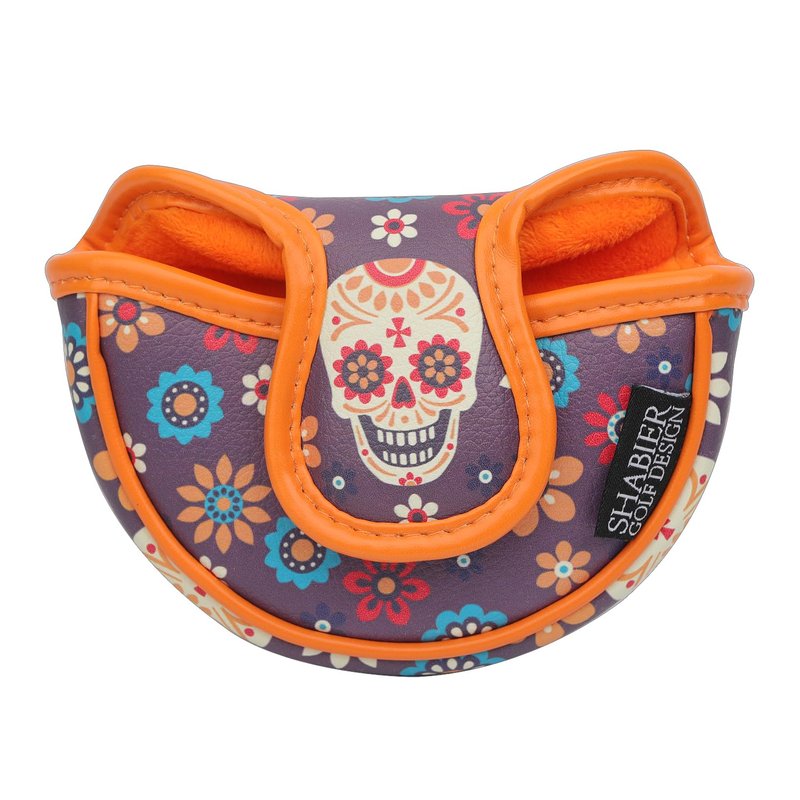 SHABIER Golf Mid-Mallet Headcover with Sugar Skull Design for Golf Putter Head Cover