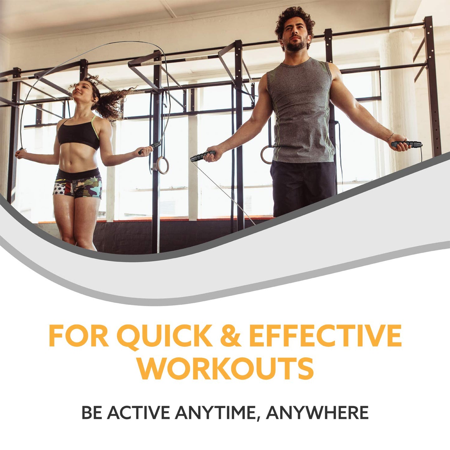 3DActive Jump Rope, Tangle-Free Adjustable Skipping Rope with Ball Bearings. Perfect for Home Workouts, Cardio Exercise & Burning Calories. Cordless Jump Rope, Handle Weights & Carry Bag Included - Black
