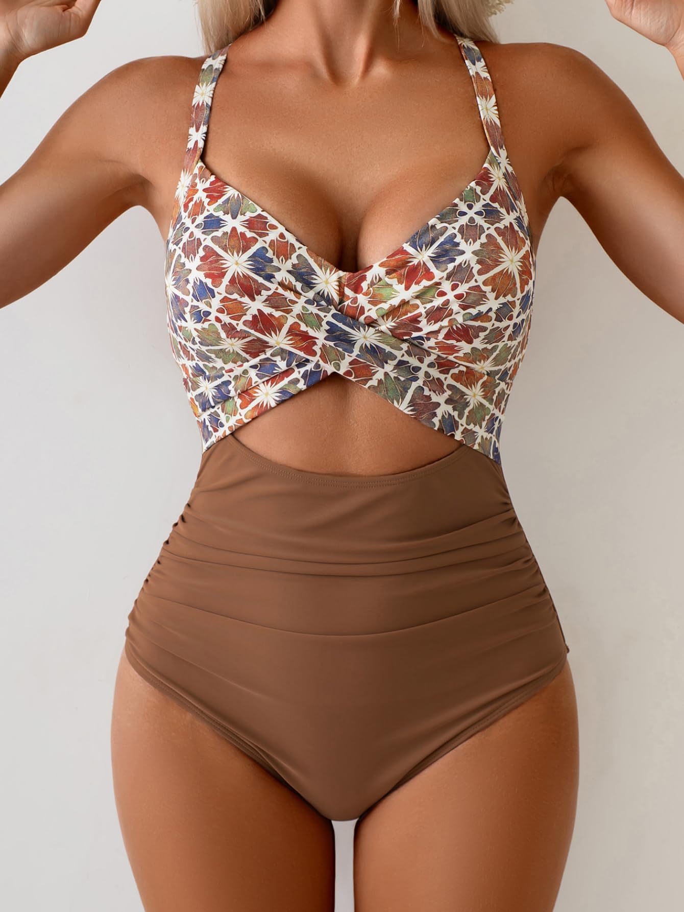 Eomenie Women's Tummy Control One Piece Swimsuit Cutout Bathing Suit 2XL
