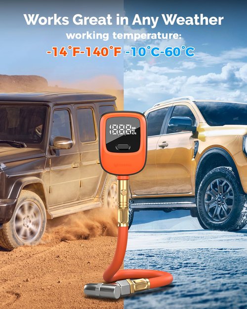 ETENWOLF T600 Digital Tire Pressure Gauge - High Precision 0-250 PSI | Includes Rubber Hose & Replaceable Batteries
