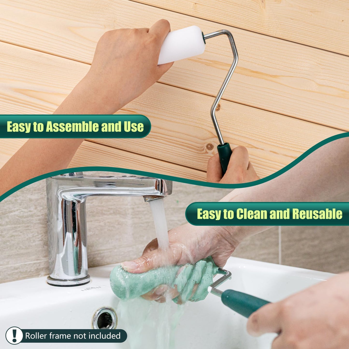 YiBaiBrush Foam Paint Roller Covers, Paint Roller 4 Inch, 20 Pack, Small Paint Roller, Mini Rollers for Painting, Paint Roller Sleeves for Smooth Finishes on Walls, Cabinets, Doors