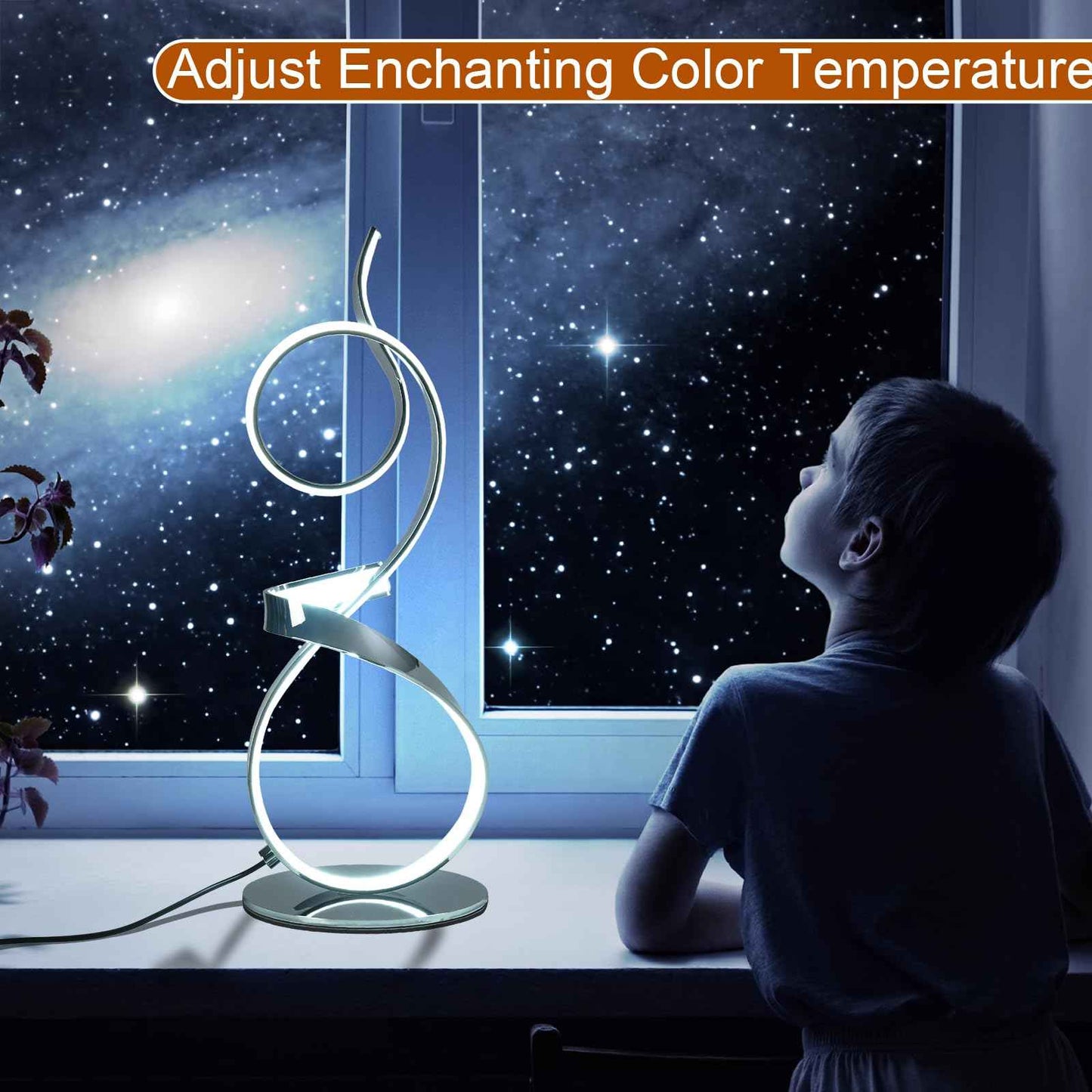 AooLiWang 21inch 20W 2700LM Modern Upscale Desk Light 3 Color Wireless Remote Control Dimmer Table Lamp for Living Room,Bedroom (Chrome Finsh)