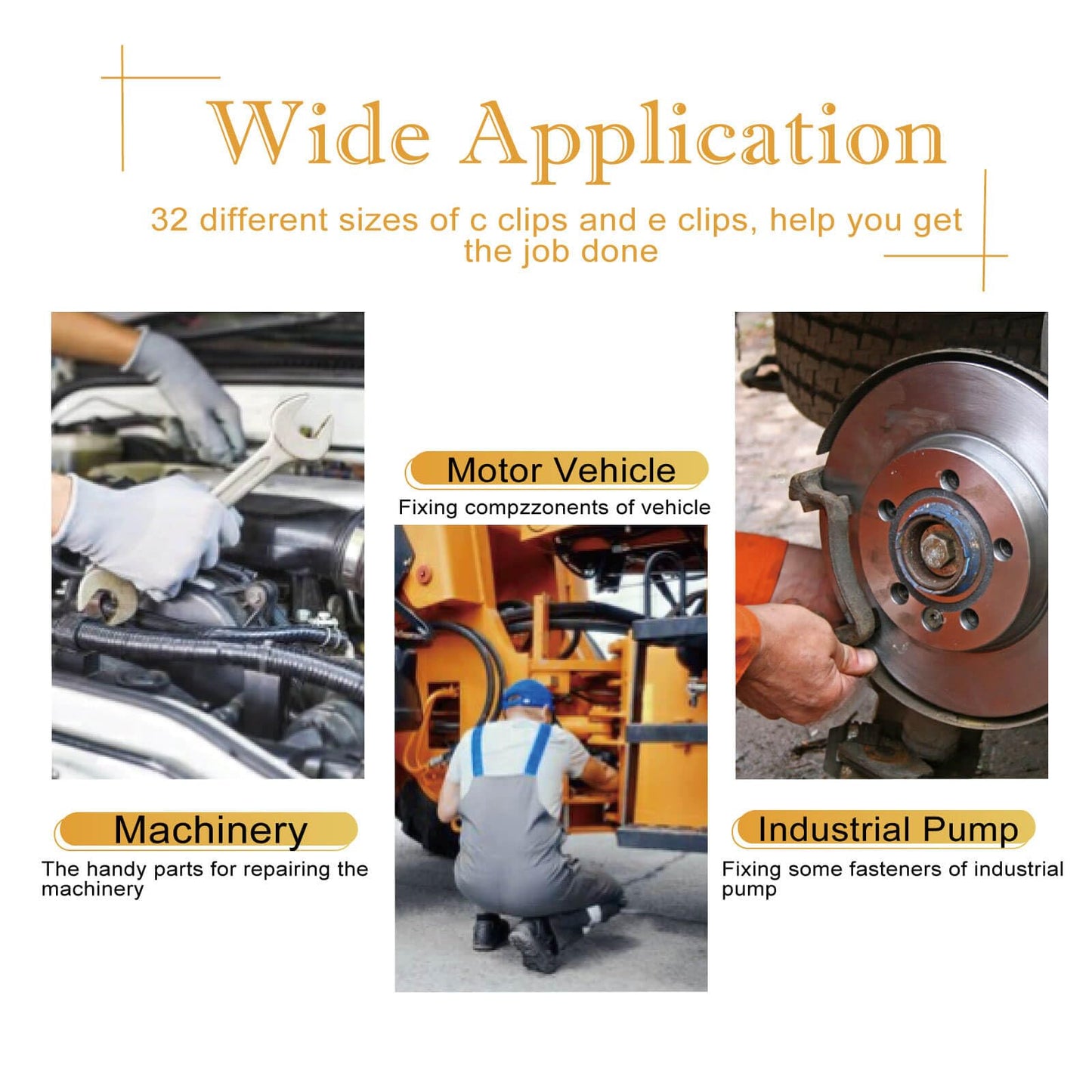 1000Pcs C Clips Assortment (M3-M28 19 Sizes) & E Clips Assortment Set (1.5mm-15mm 13 Sizes) | Black Carbon Steel Snap Rings Kit | Retaining Clip, Circlip, Fix-Rings for DIY/Industrial