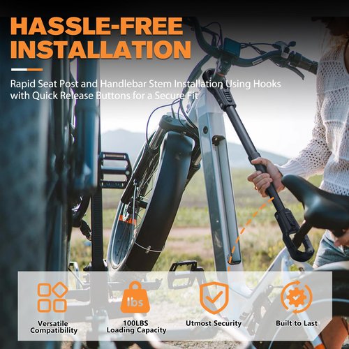 MOBI OUTDOOR E Bike Frame Adaptor Fits Up to 100lbs for E Bike Hitch Platform Rack, Adjustable Aluminum Adaptor with Rubber Hooks, Adapt Diverse Bike Frames, Women's BMX & Non-Standard Frames