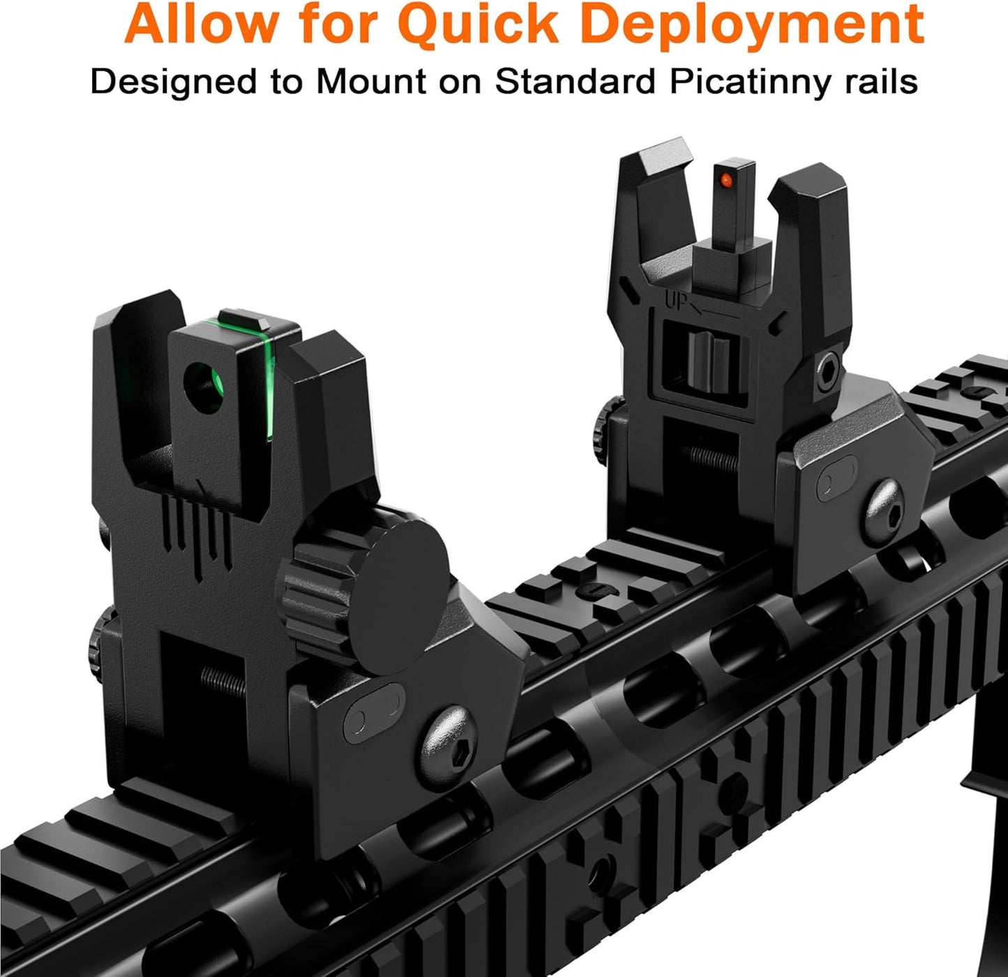 Skiennix Fiber Optic Sights - Tool-Free Adjustable Flip-Up Front & Rear Sights with Red/Green Dots
