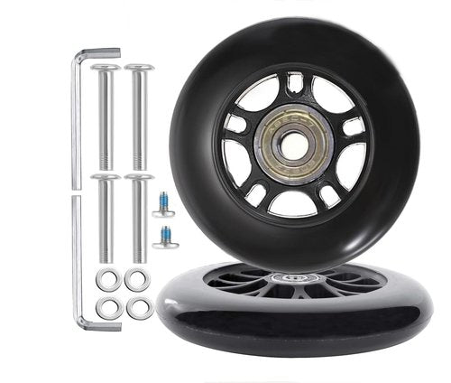 BFLAEPUN 1 Pair Luggage Wheels Replacement 75 * 24mm(2.95"x0.94") Inline Roller Skate Wheels with 8mm(0.31") Bearings 35mm(1.37") 40mm(1.57") Axles Wrenchs Repair Set