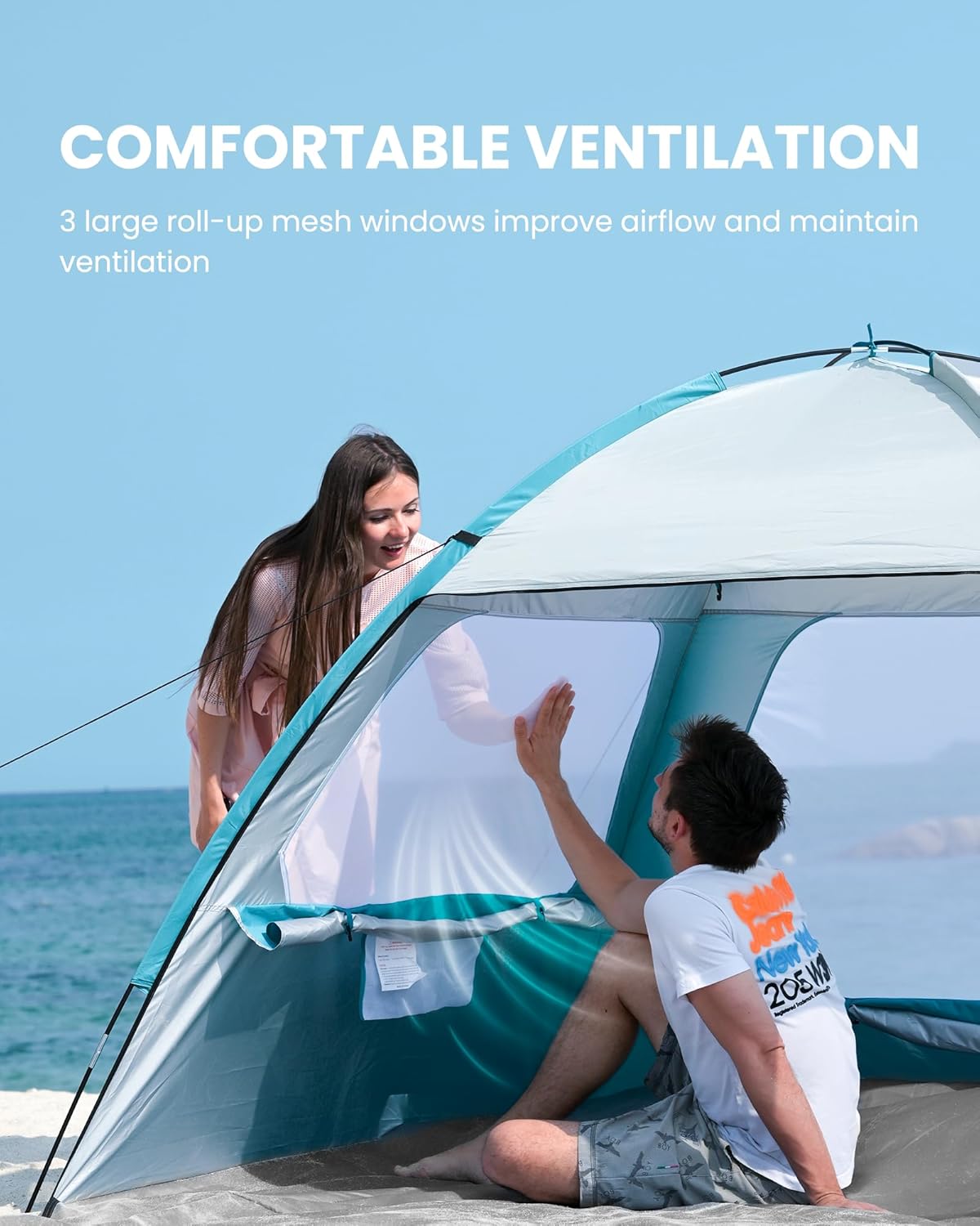 OutdoorMaster Beach Tent - Easy Setup Sun Shade Shelter for 3-8 People | Portable Canopy with UPF 50+ Protection