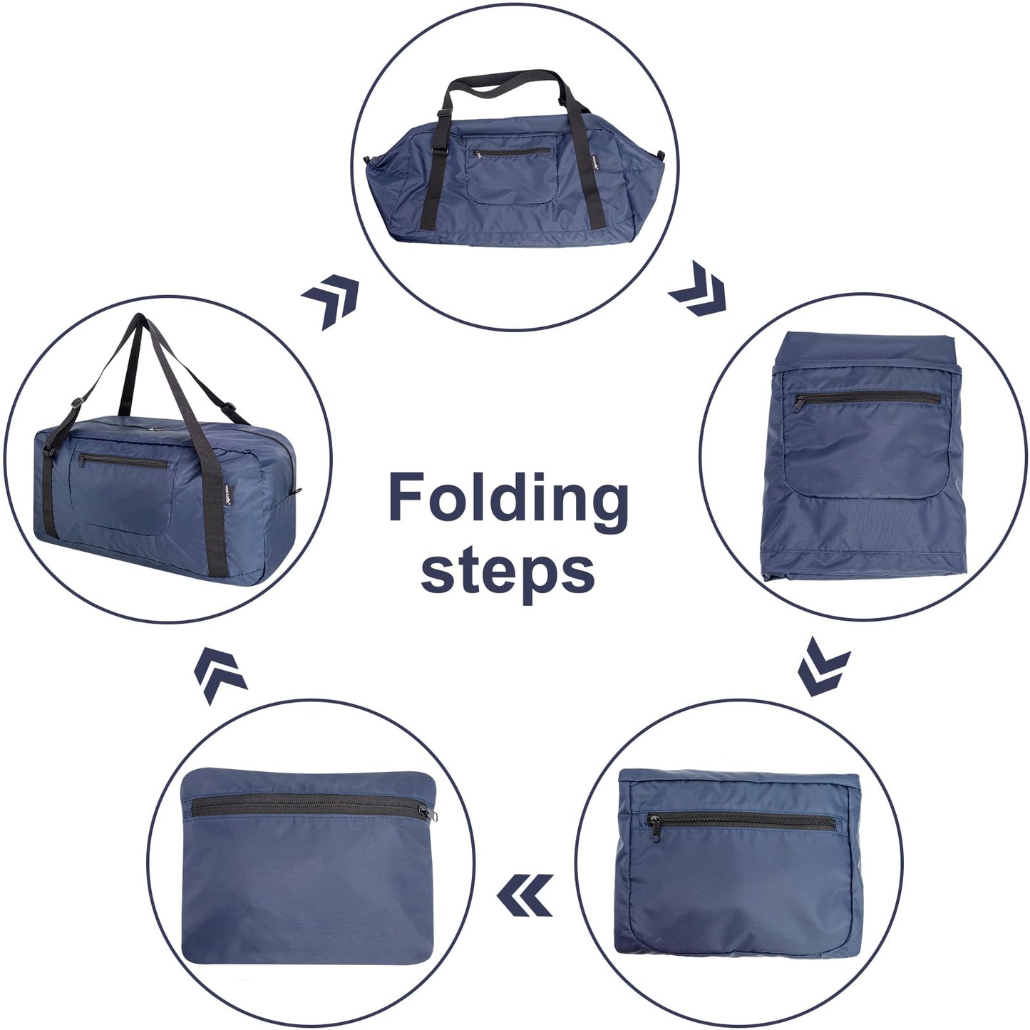 HOLYLUCK Foldable Travel Duffel Bag Luggage Great for Gym -55L, Navy Blue