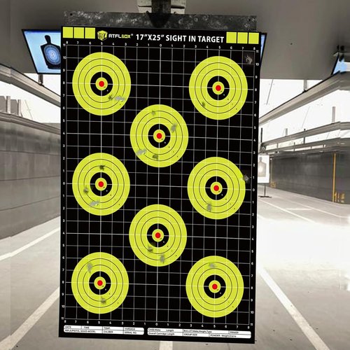 Atflbox Bullseye Shooting Targets - High Visibility 17x25 Inch Paper Targets for Handgun & Rifle