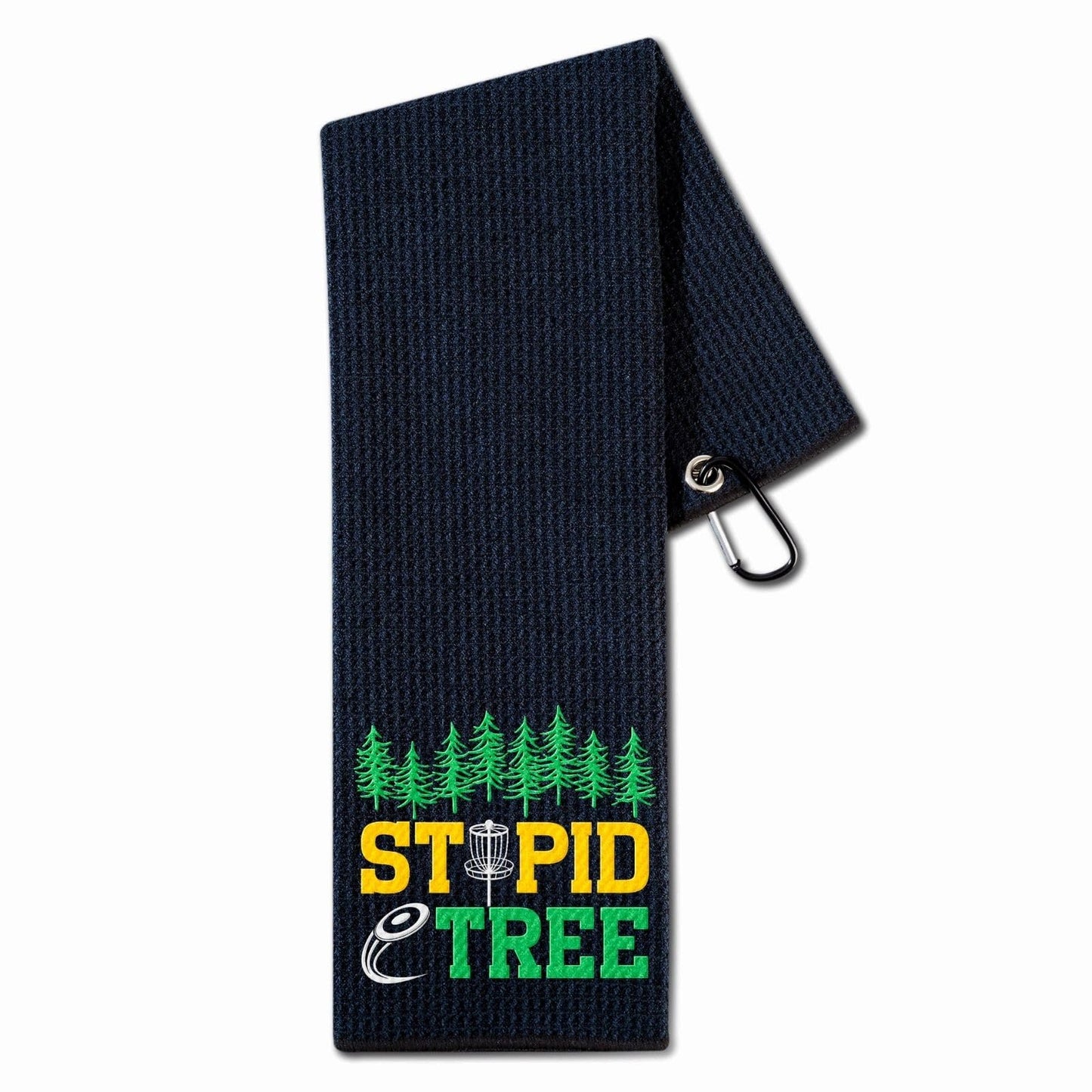 CybGene Disc Golf Gifts, Disc Golf Towel, 16”x 24” Microfiber Golf Towel, Stupid Tree, Black