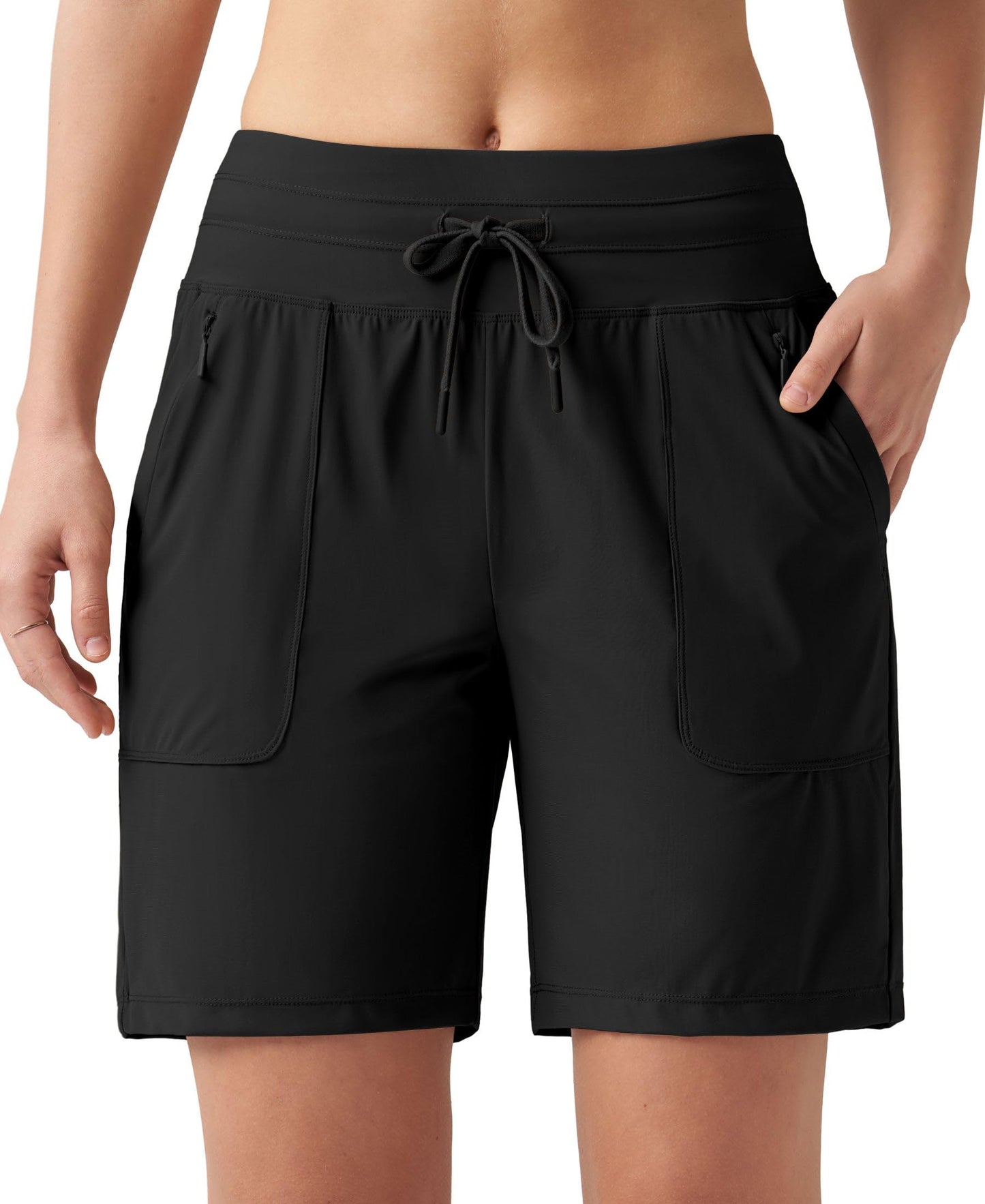 Willit Women's Shorts Hiking Athletic Shorts Quick Dry Golf Outdoor Casual 7" Shorts Lightweight UPF50+ Black L