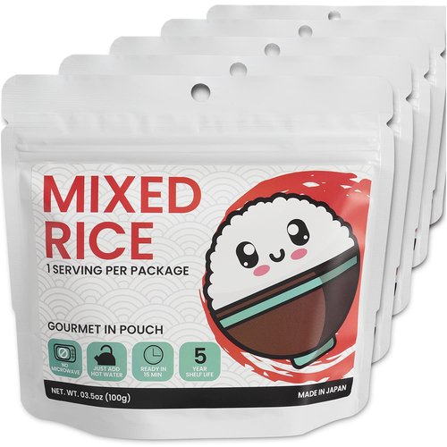 Japanese Gomoku Mixed Rice - Dehydrated Freeze-Dried Camping Food | 5-Year Shelf Life | 5 Pack