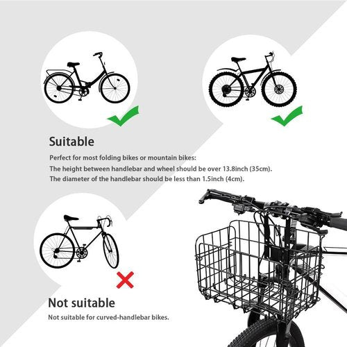 HOMEE Folding Rear Bike Basket Wire Mesh Fold-Up Detachable Front Bag Rear Hanging Bike Basket Bicycle Bag Cargo Rack for Mountain Bike Accessories Bike Frame Basket 1 Pack