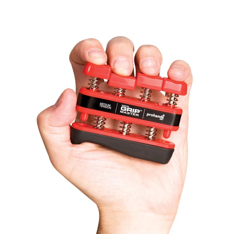 Prohands Gripmaster Hand Exerciser, Finger Exerciser (Hand Grip Strengthener), Spring-Loaded, Finger-Piston System, Isolate and Exercise Each Finger, (7 lb Medium Tension, Red-Gripmaster)
