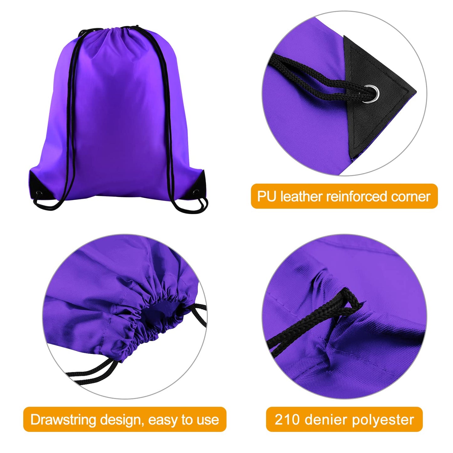 KUUQA 100Pcs Purple Drawstring Backpack Bag Bulk Drawstring Bags String Bags Storage Bags Gym Backpack for Sport Gym Traveling