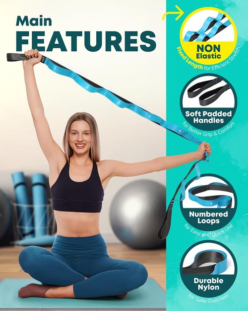 Fascia Stretching Strap by [Brand Name] - Non-Elastic Yoga & Physical Therapy Band | Enhance Flexibility & Mobility