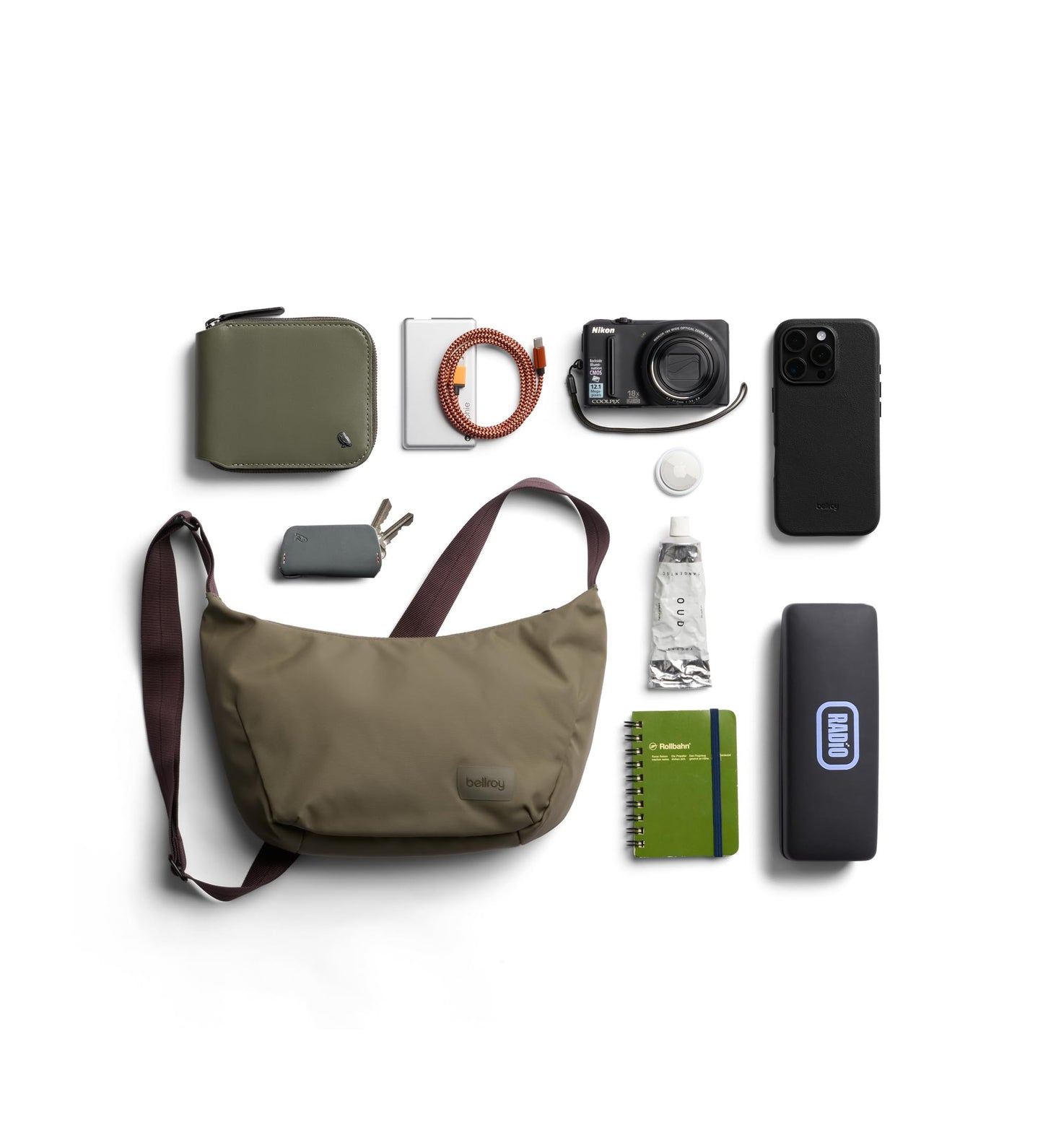 Bellroy Laneway Crescent Bag (everyday 2.5 liter mini crossbody bag with plenty of pockets and adjustable strap)' - SeaKelp