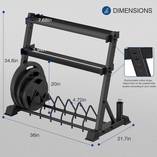 ULTRA FUEGO Dumbbell Rack 3-Tier Weight Plate Rack Storage Stand for Dumbbell/Kettlebell/Weight Plate and Curl Bar