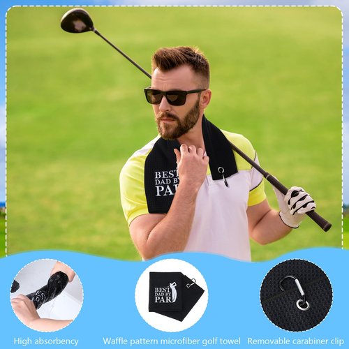 Realspring 9 Pcs Golf Accessories Kit Golf Club Cleaning Kit Include Microfiber Towel, Cleaner Brush, Ball and Tee Holder, Divot Repair Tool, Ball Bag with Hook for Men Women Gifts(Black,Classic)