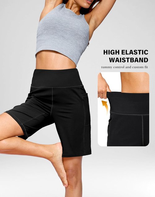 G Gradual Women's Bermuda Shorts - High Waisted Athletic Knee Length with Pockets | 7''/9'' Sizes