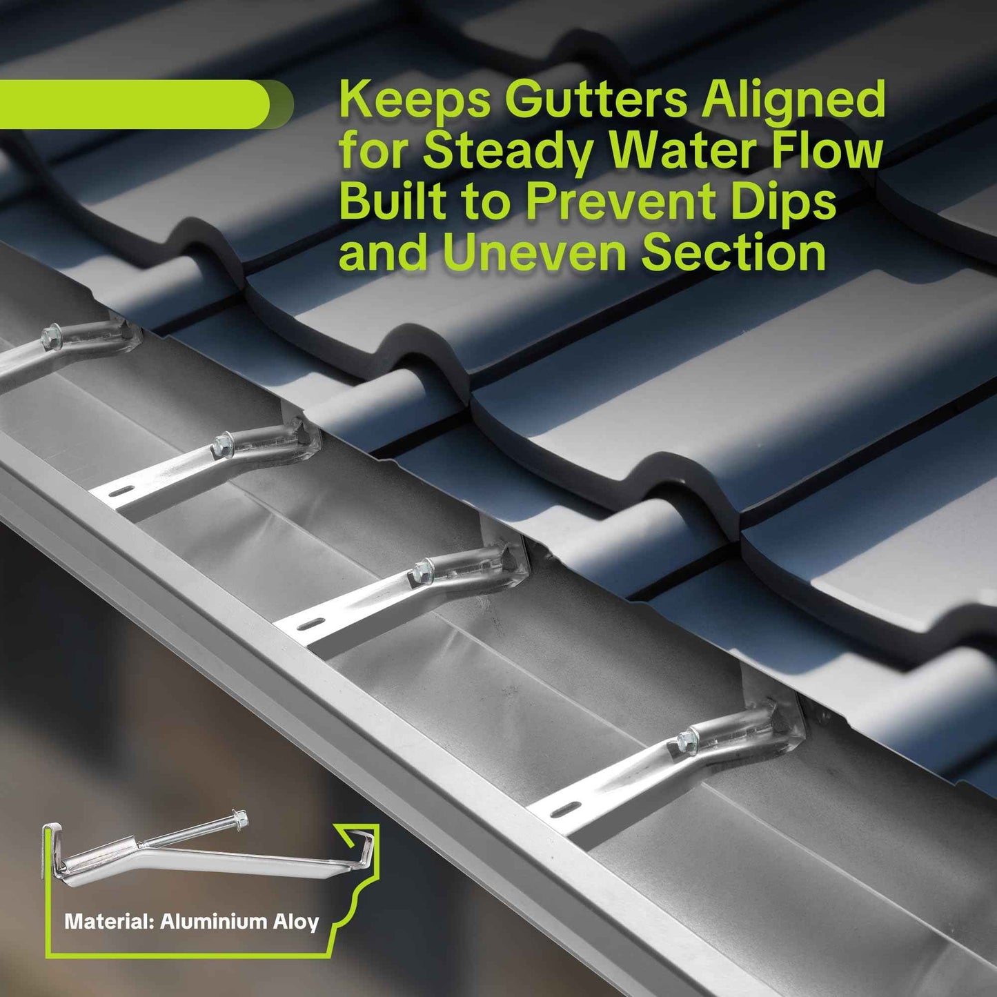 5" 25 Pcs Heavy Duty Hidden Aluminum Gutter Hangers with 1/4’’ Hex Drill Bit, Repair Sagging Gutters with Pre-Inserted Screw Fast.