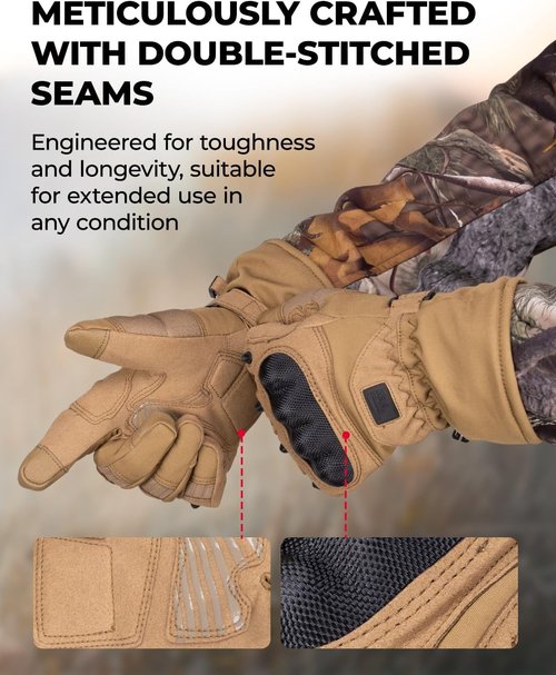 KEMIMOTO Tactical Gloves - Winter Warm Touchscreen Motorcycle Gloves with Hard Shell & Palm Padding