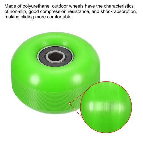 PATIKIL 52mm Skateboard Wheels and Bearings Set, 4 Pack Street Wheels for Skateboards Cruiser Wheel Replacement 95A, Green Black