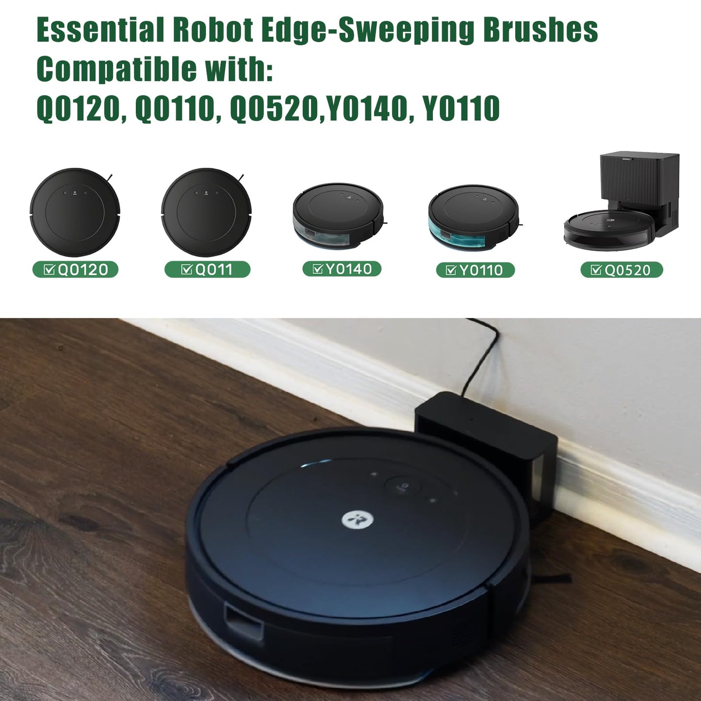 Yumixily 10 Pack Replacement Side Brushes Compatible with Roomba Combo&Vac Essential Series, Edge-Sweeping Brushes for Q0120 Y0140 Q0520 Q011 Y0110 Robot Vacuum Cleaner