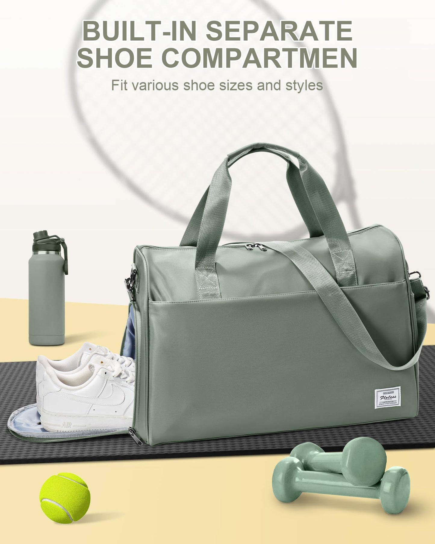 Travel Duffel Bags for Women & Men - Weekender with Shoe & Laptop Compartments - Carry On, Overnight, Gym & Hospital Bag - Dark Green
