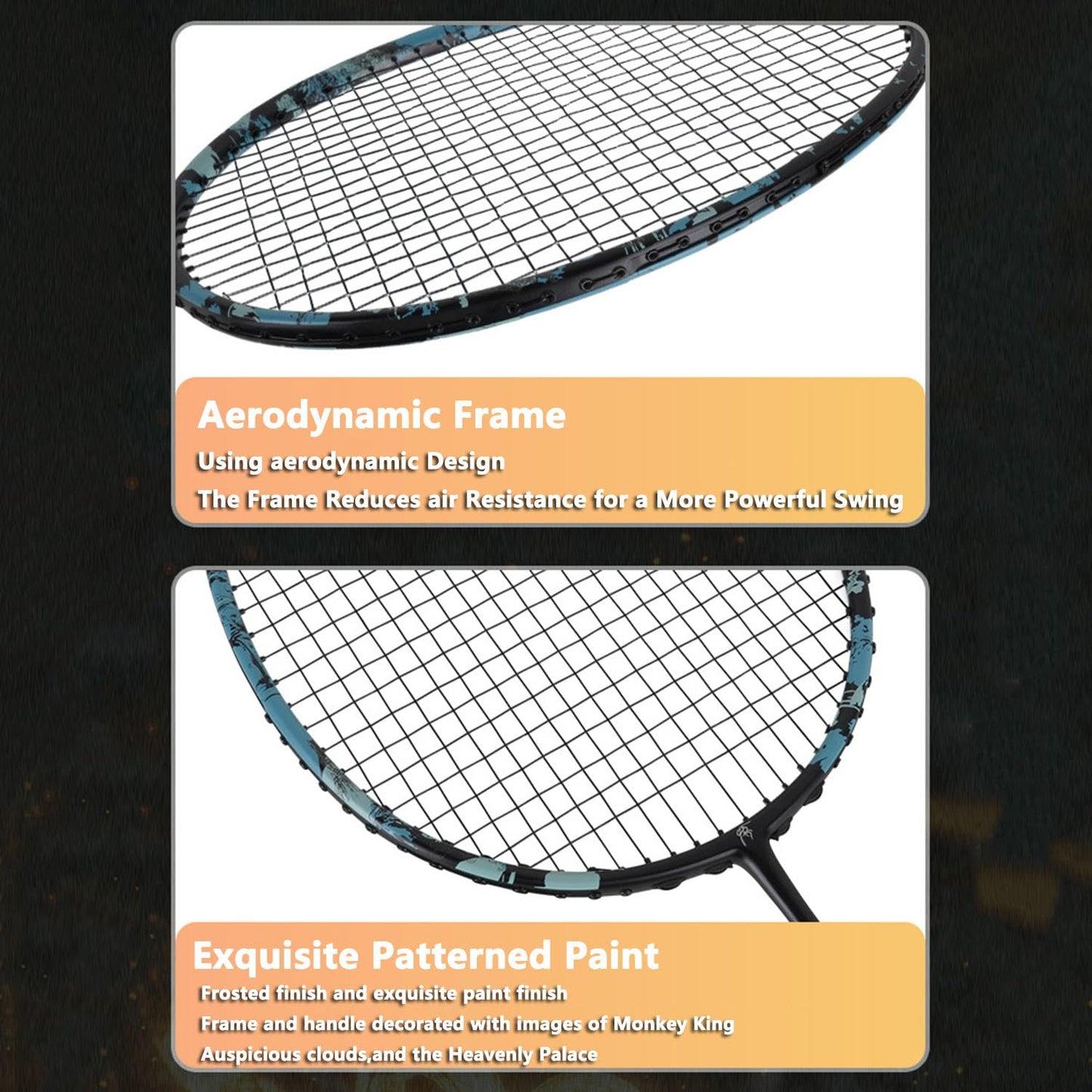 PFVMSQA Professional Badminton Racket,Full Carbon 4U Offensive 30 lbs Badminton Set,Outdoor Two-Player Sparring,with 2 Shuttlecocks and 1 Carrying Bag,for Backyard Gym Beach Outdoor Games