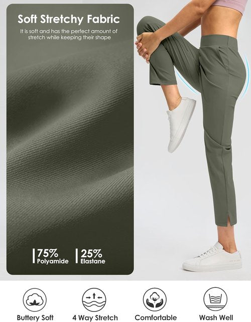 G Gradual Women's Petite Ankle Golf Pants - Stretchy Travel Pants with 3 Pockets & Inner Drawstring