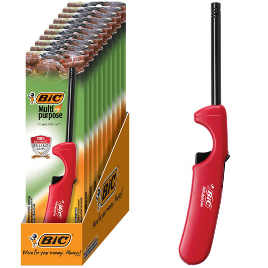 BIC Multi Purpose Lighter with Long Metal Wand, Classic Collection, Great Lighter for Candles, Grills and Fireplaces, 10 Count Pack of Lighters
