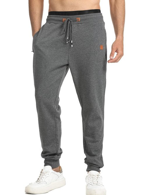 Surenow Men's Athletic Sweatpants Active Workout Jogger Pants for Men with Pockets Tapered Drawstring Gym Running Track Pants Dark Gray