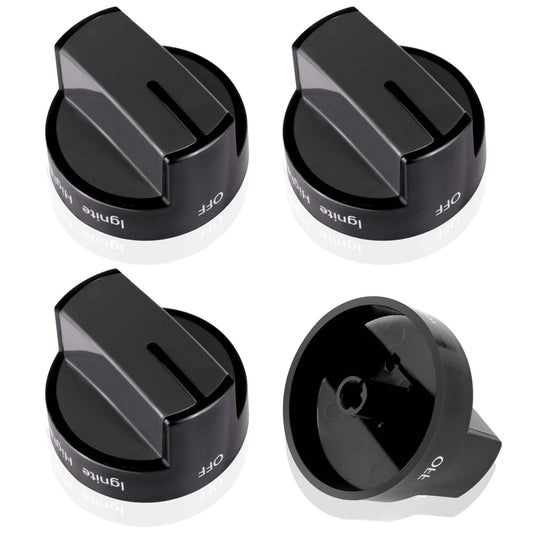 W10339442 Gas Stove Knobs(4 Pack), Cooktop Surface Burner Control Knobs Black Replacement,Fit for Whirl-Pool Gas Range/Stove/Oven, Replaces WPW10339442,PS11753188,2311008,AP6019877