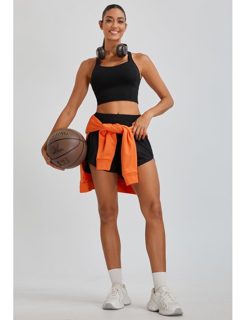 BMJL Womens Workout Tank Tops with Built in Bra Athletic Sports Crisscross Back Summer Going Out Clothing 2025(S,Black)