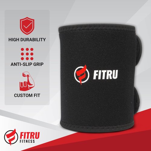 Fitru Arm Trimmers - Exercise Wraps for Arms - Sauna Compression Neoprene Sleeves - Workout Accessory for Women & Men - Thermal Non-Slip Bicep Spot Trimmer - 4 Sizes For Precise Fit
