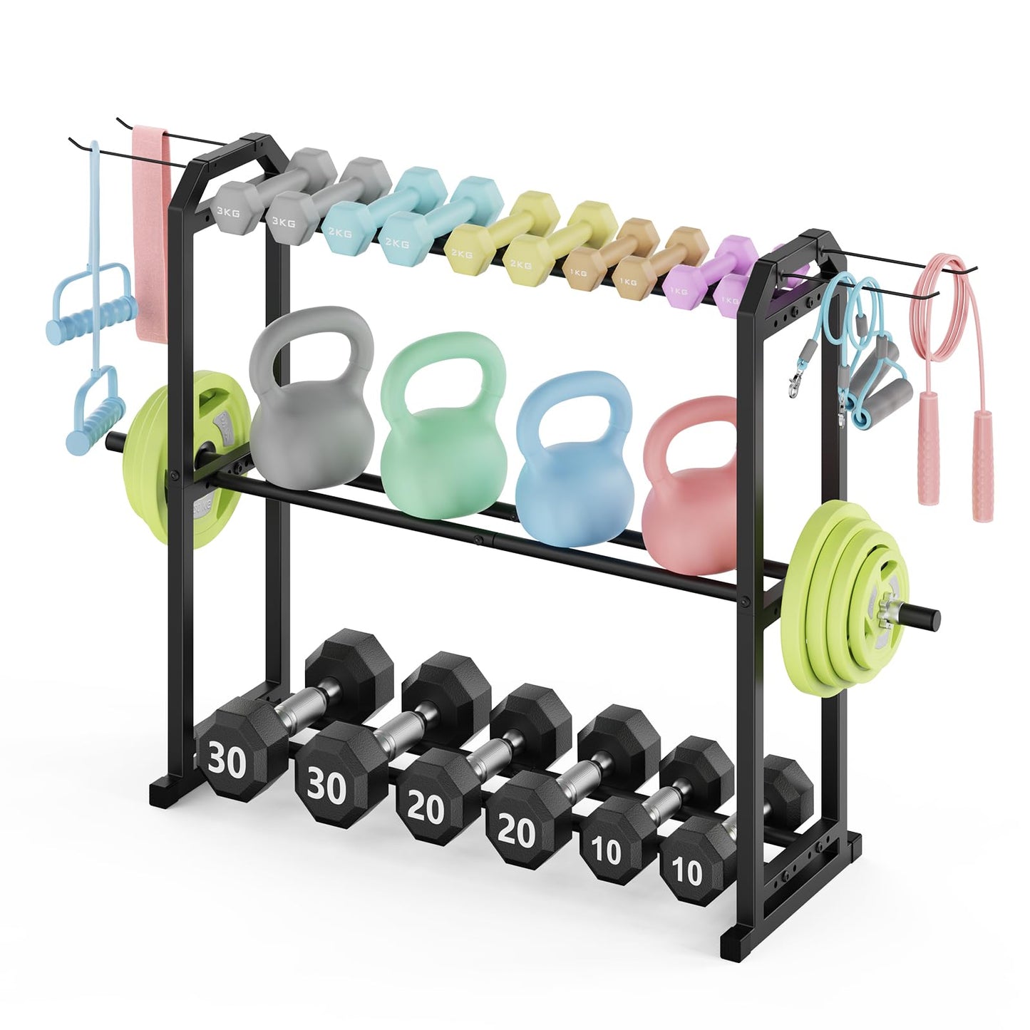 IMAYCC 3 Tier Dumbbell Rack Weight Rack Heavy Duty Weight Storage Organizer for Home Gym, Up to 390 lb Capacity for Dumbbells Kettlebells Weight Plates(dumbbell rack stand only)