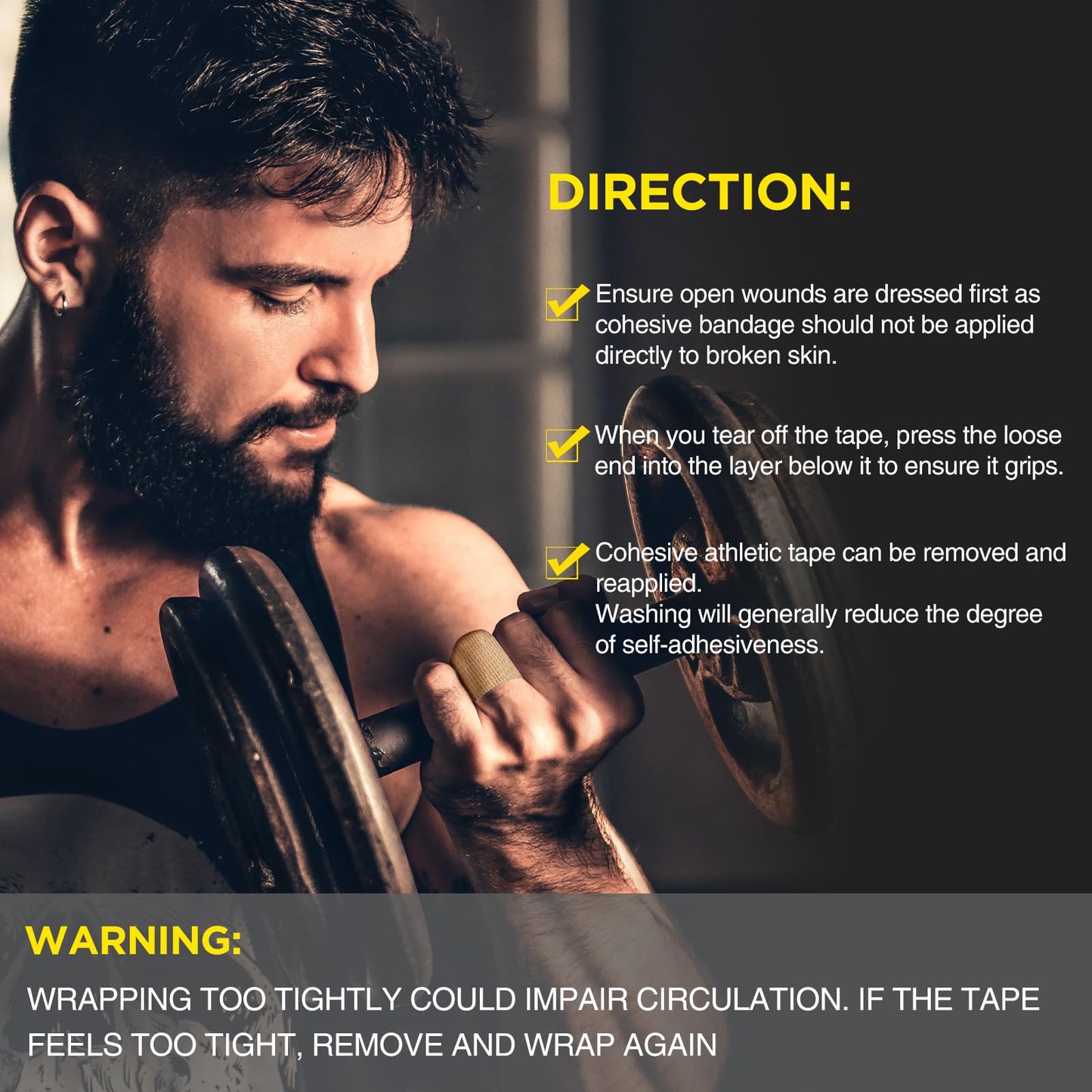 OK TAPE 12 Rolls Self Adhesive Bandage Wrap, Elastic Athletic Tape, Self Stick Bandage Tape, Vet Wrap, Medical Wrap for Wrist, Feet, 2" x 5 Yards - White