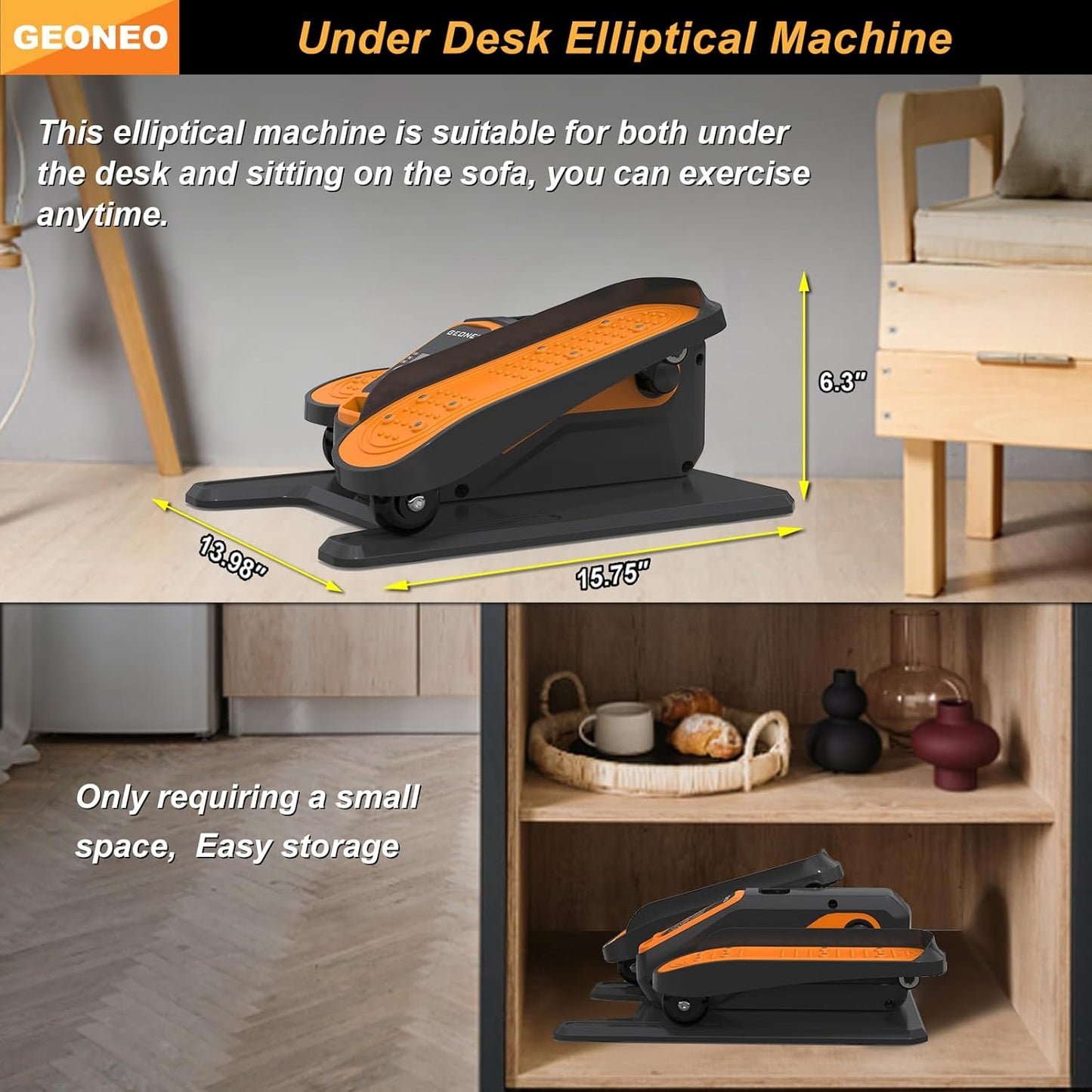Under Desk Elliptical | Electric Exerciser for Seniors - Quiet, Compact Design with Remote Control & 12 Speeds
